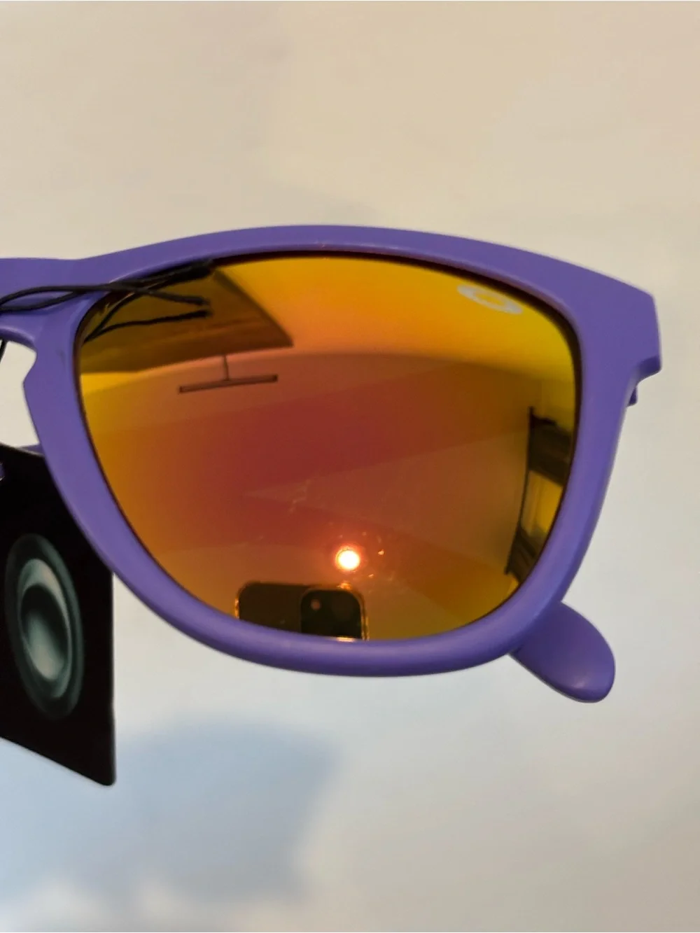 Oakley Frogskins Purple Frame Sunglasses with Red-Orange Mirrored Lenses